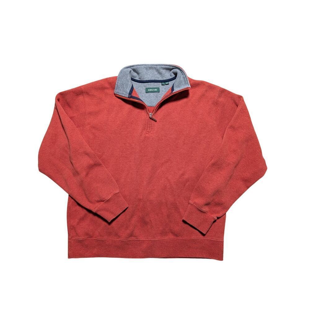 ORVIS  1/4 zip pullover size XL, Orange; sweater/Sweatshirt, Pima Cotton Blend